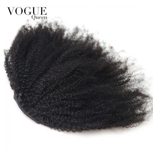 Afro Kinky Curly 4B 4C Clip-in Top Closure Ponytail African American Human Virgin Hair Extension Drawstring Puff Ponytail Hairpiece Natural Color